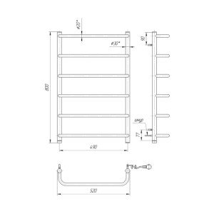 Електрична сушка для рушників Mario Лайт Стандарт НР-I 800х530/150 TR К