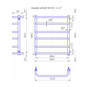 Водяна сушка для рушників Mario Практик Стандарт Б/П 1/2" 600х550/500 	 	
