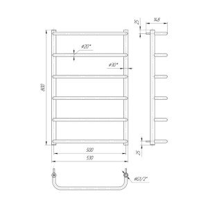 Водяна сушка для рушників Mario Практик Стандарт HP 800х530/500