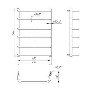 Водяна сушка для рушників Mario Практик Стандарт 600х430/400