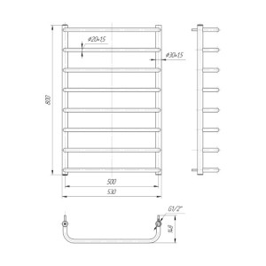 Водяна сушка для рушників Mario Практик Стандарт 800х530/500