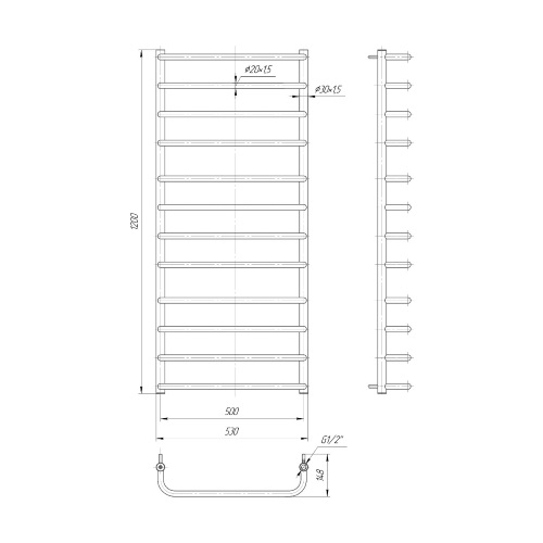 Водяна сушка для рушників Mario Практик Стандарт 1200х530/500