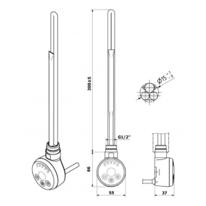 ТЕН Mario для рушникосушарки хром MEG 200W