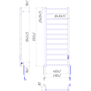 Електрична сушка для рушників Mario Преміум Токіо-І 1200х500/80 TR K Електрична сушка для рушників Mario Преміум Токіо-І 1200х500/80 TR K