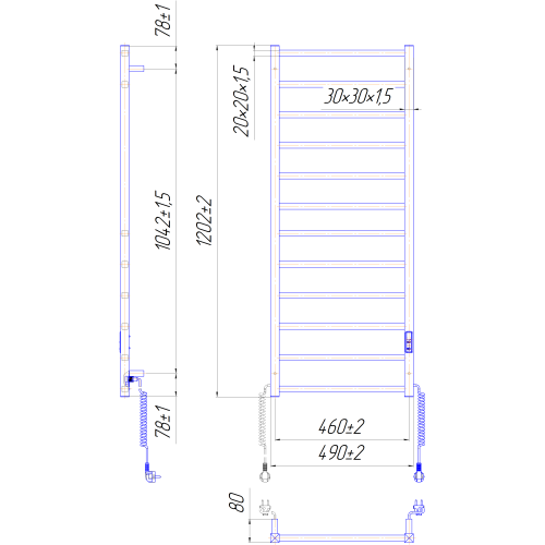 Електрична сушка для рушників Mario Преміум Токіо-І 1200х500/80 TR K Електрична сушка для рушників Mario Преміум Токіо-І 1200х500/80 TR K