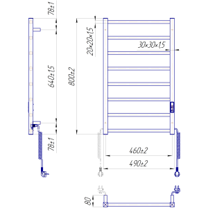 Электрический полотенцесушитель Mario Премиум Токио-І 800х500/80 TR K
