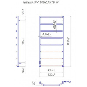 Електрична сушка для рушників Mario Лайт Трапеція НР-I 1090х530/110 TR К