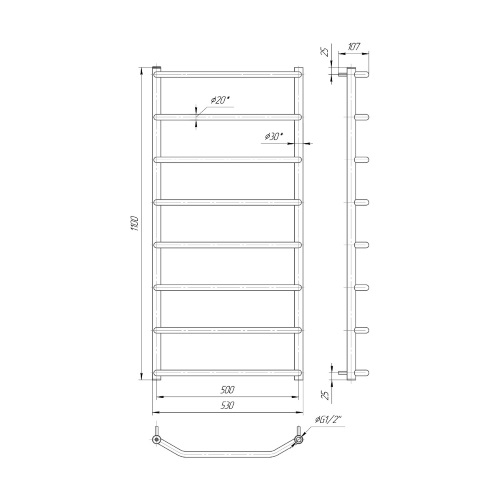 Водяна сушка для рушників Mario Практик Трапеція HP 1100х530/500