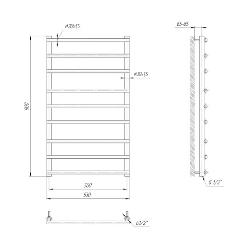 Водяна сушка для рушників Mario Класика Турін 900х530/500