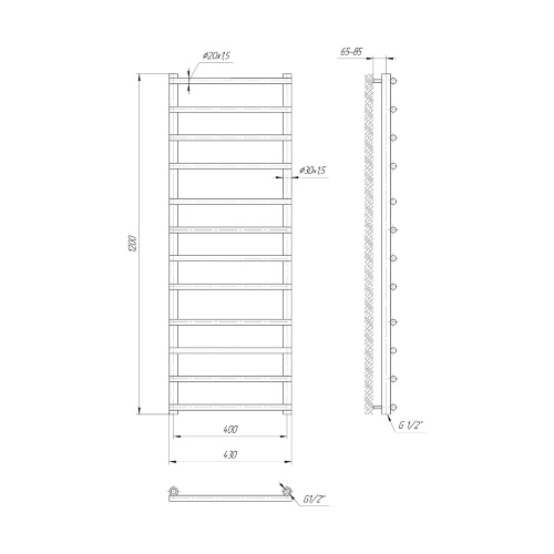 Водяна сушка для рушників Mario Класика Турін 1200х430/400