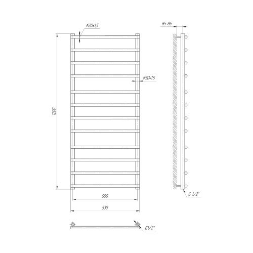 Водяной полотенцесушитель Mario Классика Турин 1200х530/500