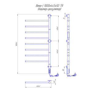 Електрична сушка для рушників Mario Поворотна Веєр-I 1000х445/55 TR 