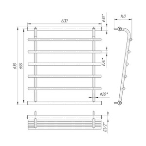 Водяна сушка для рушників Mario Практик Венера 630х600/600 Водяна сушка для рушників Mario Практик Венера 630х600/600