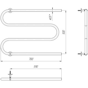 Водяной полотенцесушитель Mario Классика Змейка 25 525х700/500 Водяной полотенцесушитель Mario Классика Змейка 25 525х700/500
