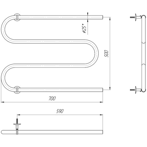 Водяна сушка для рушників Mario Класика Змійка 25 525х700/500