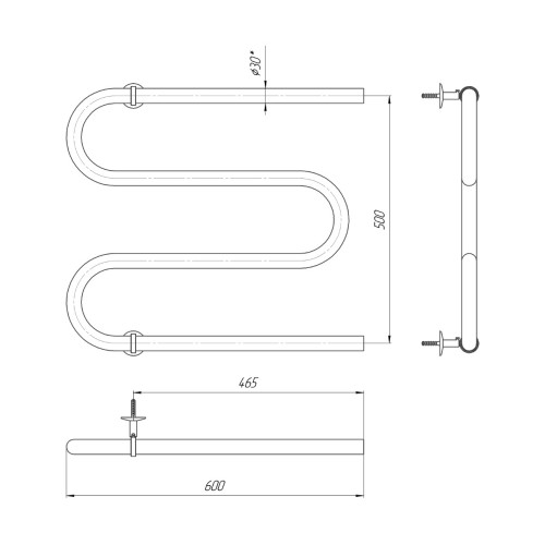 Водяна сушка для рушників Mario Класика Змійка 30 530х600/500