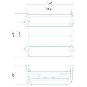 Водяна рушникосушарка Deffi Готель П5 400x600 В нижнє підключення