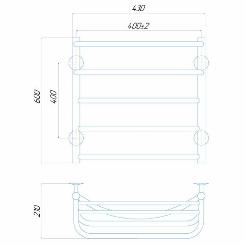 Електрична рушникосушарка Deffi Готель П5 400x600 Е ліве підключення