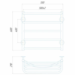 Водяна рушникосушарка Deffi Готель П5 500x600 В нижнє підключення Водяна рушникосушарка Deffi Готель П5 500x600 В нижнє підключення