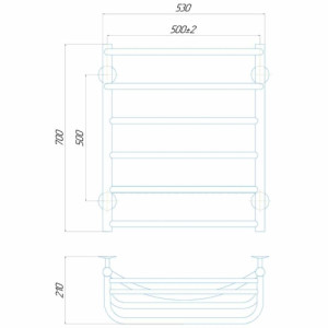 Электрический полотенцесушитель Deffi Отель П6 500x700 Е правое подключение