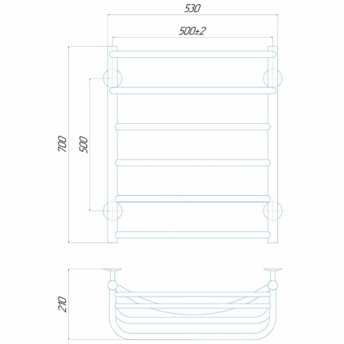 Електрична рушникосушарка Deffi Готель П6 500x700 Е ліве підключення