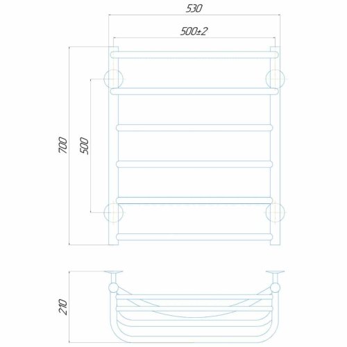 Электрический полотенцесушитель Deffi Отель П6 500x700 Е левое подключение