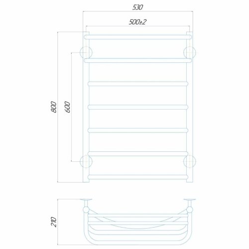 Електрична рушникосушарка Deffi Готель П7 500x800 Е праве підключення