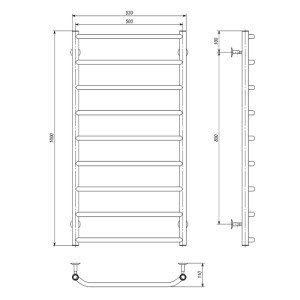 Водяна рушникосушарка Deffi Трапеція П9 500x1000 В бічне підключення