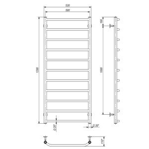 Водяна рушникосушарка Deffi Трапеція П11 500x1200 В бічне підключення