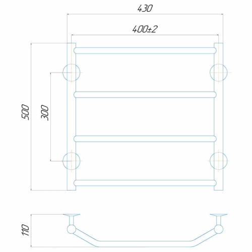 Електрична рушникосушарка Deffi Трапеція П4 400x500 Е праве підключення