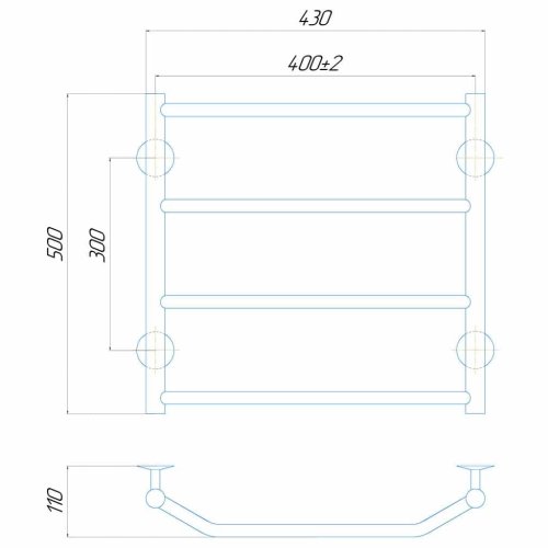 Электрический полотенцесушитель Deffi Трапеция П4 400x500 Е правое подключение