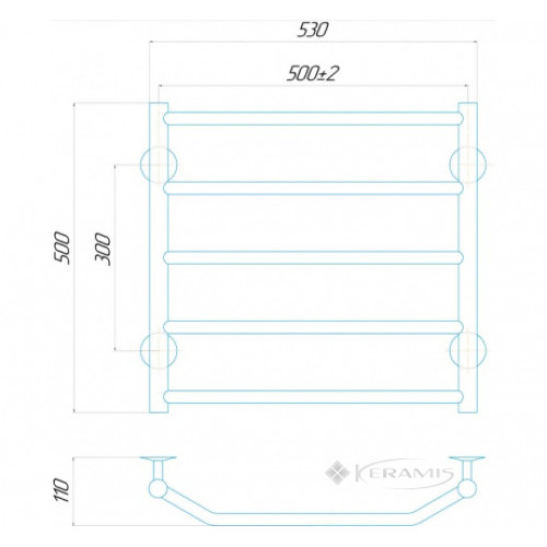 Водяна рушникосушарка Deffi Трапеція П5 500x500 В бічне підключення
