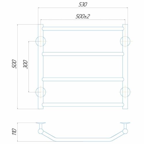 Электрический полотенцесушитель Deffi Трапеция П5 500x500 Е левое подключение