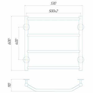 Електрична рушникосушарка Deffi Трапеція П6 500x600 Е праве підключення