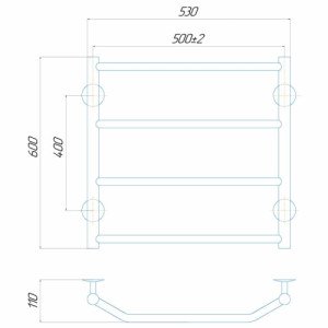 Водяна рушникосушарка Deffi Трапеція П6 500x600 В бічне підключення