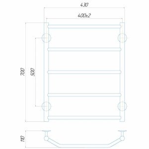 Електрична рушникосушарка Deffi Трапеція П5 400x700 Е ліве підключення