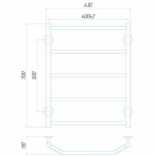 Электрический полотенцесушитель Deffi Трапеция П5 400x700 Е левое подключение