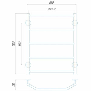 Електрична рушникосушарка Deffi Трапеція П7 500x700 Е ліве підключення