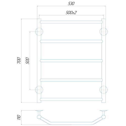Водяна рушникосушарка Deffi Трапеція П7 500x700 В бічне підключення