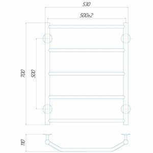 Електрична рушникосушарка Deffi Трапеція П7 500x700 Е ліве підключення