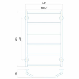 Електрична рушникосушарка Deffi Трапеція П7 500x800 Е ліве підключення