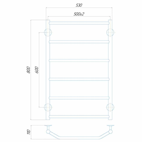 Водяна рушникосушарка Deffi Трапеція П7 500x800 В нижнє підключення
