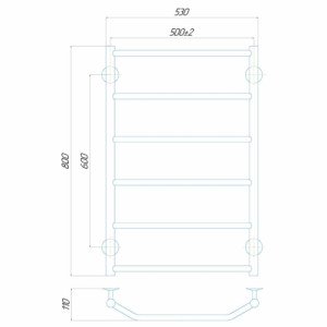 Електрична рушникосушарка Deffi Трапеція П7 500x800 Е ліве підключення