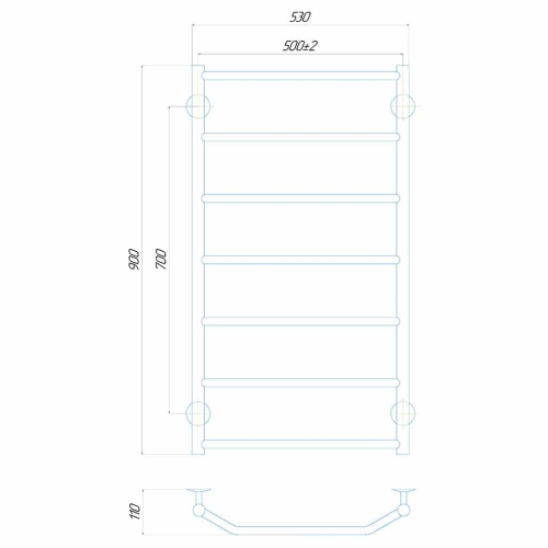 Електрична рушникосушарка Deffi Трапеція П8 500x900 Е праве підключення
