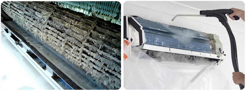 Загрязненные фильтры внутреннего блока кондиционера