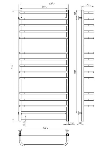 Водяна сушка для рушників Deffi Lux П15 LS 140.60.15 креслення
