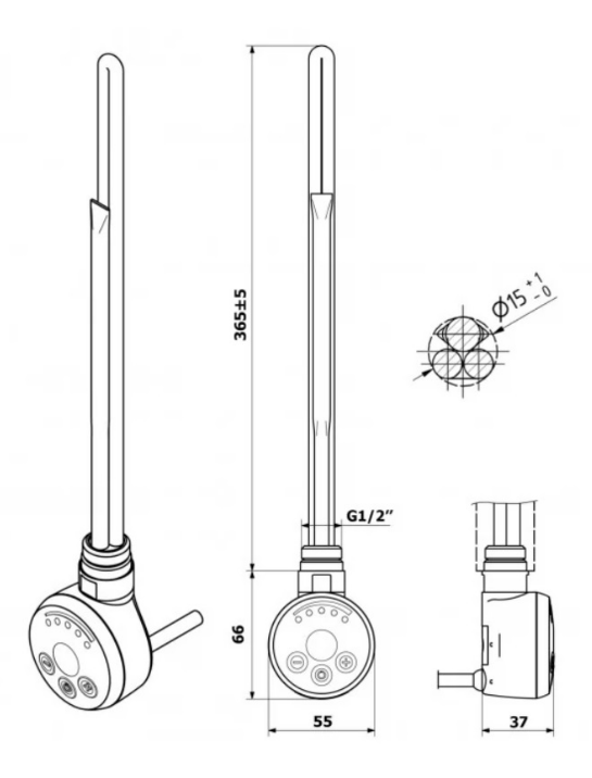 ТЕН Mario MEG 600W 5.0.1004.0.P креслення
