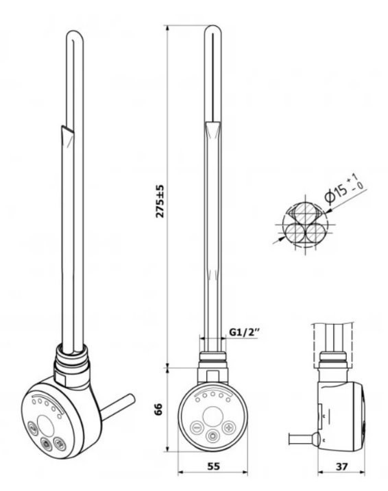 ТЕН Mario MEG 120W 5.0.1004.0.P 120W креслення