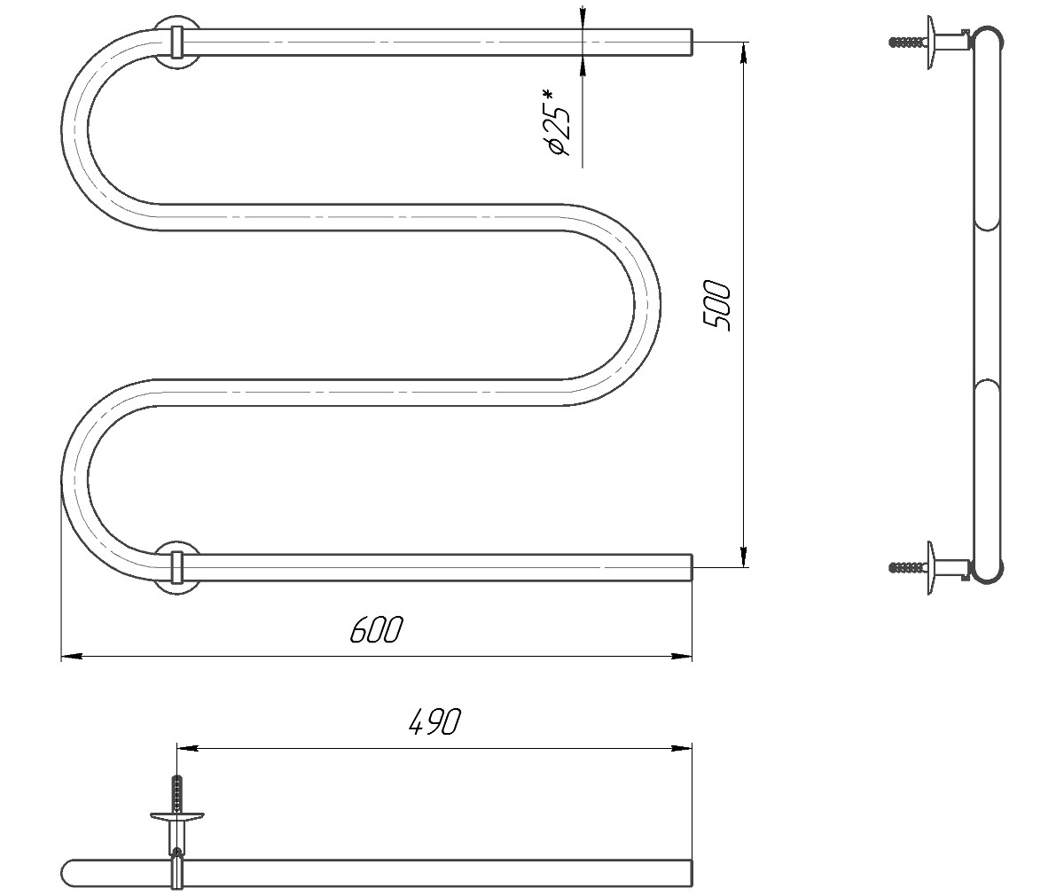 Водяна рушнкиосушарка Mario Класика Змійка 1.1.2510.04.P xthnt;