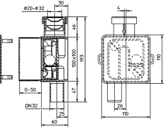 Монтаж дренажного сифону